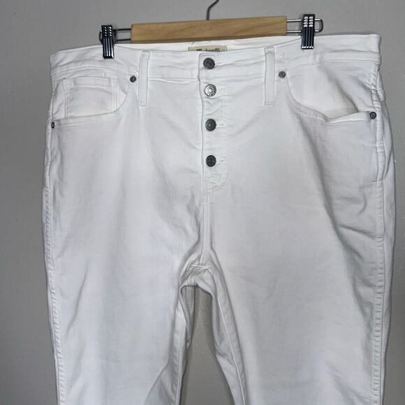 Madewell 10” High Rise Skinny Jeans White Plus 34 Button Fly Step Fray Hem - Picture 4 of 9